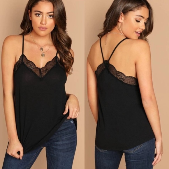 Black lace cami top - Picture 2 of 2